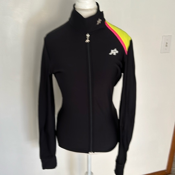Jackets & Blazers - Assos, Black and Yellow Ski Jacket with Full-Zip and Standing Collar